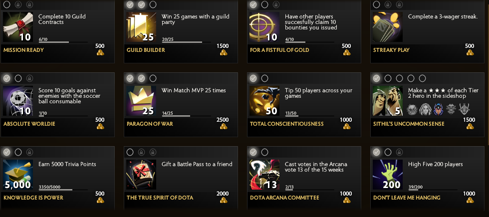dota battle pass achievements